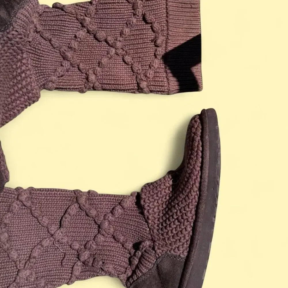 Ugg australia brown cable knit fold over